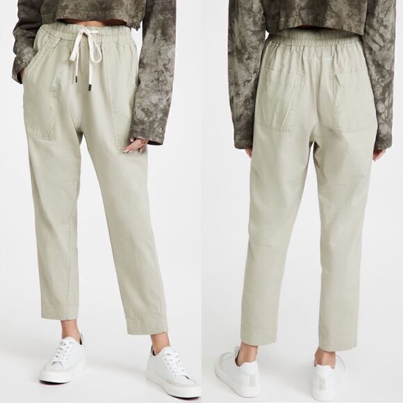 BASSIKE AUSTRALIA ORGANIC COTTON JERSEY CONTRAST TAPERED PANTS BEIGE SIZE M - Picture 1 of 12